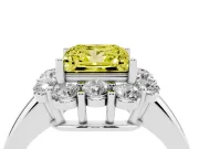 Princess Cut Graduated Milgrain Halo Engagement Ring Setting for a Fancy Yellow Lab-Grown Diamond | White Gold
