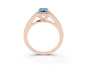 Emerald Cut Split Shank Halo Engagement Ring Setting for a Fancy Blue Lab-Grown Diamond | Rose Gold