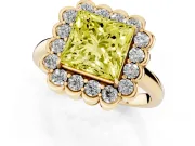 Princess Cut Halo Engagement Ring Setting for a Fancy Yellow Lab-Grown Diamond | Yellow Gold - Design NV-24719