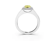Fancy Yellow Emerald Cut Diamond Halo Engagement Ring Set in Silver with Solitaire Band and Prong Setting