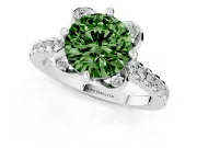 Round Floral Engagement Ring Setting for a Fancy Green Lab-Grown Diamond | Pavé Band | White Gold