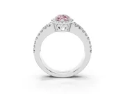 Fancy Pink Marquise Cut Diamond Halo Ring Set in White gold with Pavé Split Shank and Prong Setting