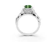 Cushion Cut Leaf Bypass Engagement Ring Setting for a Fancy Green Lab-Grown Diamond | Sculpted Leaves | Sterling Silver