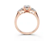 Emerald Cut Three-Stone Engagement Ring Setting | Pear Side Stones | Rose Gold