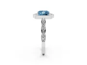 Princess Cut Vintage Scalloped Halo Engagement Ring Setting for a Fancy Blue Lab-Grown Diamond | Pave Band | White Gold