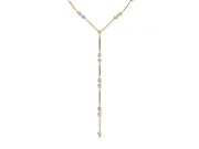 Pear-Shaped Lab-Grown Diamond Bezel Station Lariat Necklace | Polished Bar Links | Yellow Gold