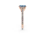 Emerald Cut Hidden Halo Pave Engagement Ring Setting for a Fancy Blue Lab-Grown Diamond | Claw Prongs | Rose Gold
