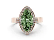 Marquise Halo Engagement Ring Setting for a Fancy Green Lab-Grown Diamond | Pavé Panel Shoulders | Rose Gold