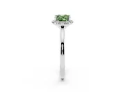 Oval Halo Engagement Ring Setting for a Fancy Green Lab-Grown Diamond | Plain Polished Band | Sterling Silver