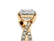 Asscher Cut Twisted Split Shank Pave Engagement Ring Setting | Pave Gallery | Yellow Gold