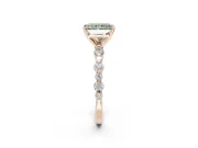 Radiant Cut Pavé Solitaire Engagement Ring Setting for a Fancy Green Lab-Grown Diamond | Alternating Accents | Rose Gold