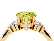 Fancy Yellow Three-Stone Heart Cut Diamond Channel Set Ring Set in Yellow gold with Bar Prongs
