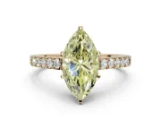 Marquise Pavé Solitaire Engagement Ring Setting for a Fancy Yellow Lab-Grown Diamond | Crossover Gallery | Yellow Gold