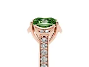 Princess Cut Floral Pavé Engagement Ring Setting for a Fancy Green Lab-Grown Diamond | Rose Gold