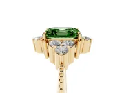 Asscher Cut Cluster Engagement Ring Setting for a Fancy Green Lab-Grown Diamond | Yellow Gold