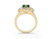 Asscher Cut Scalloped Halo Engagement Ring Setting for a Fancy Green Lab-Grown Diamond | Pear Side Stones | Yellow Gold