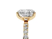 Radiant Cut Pave Solitaire Engagement Ring Setting | Fine Line Pave Band | Yellow Gold