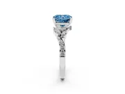 Fancy Blue Radiant Cut Diamond Solitaire Ring Set in White gold with Marquise Twist Band and Prong Setting