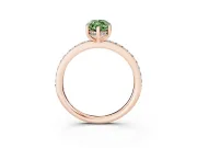Fancy Green Marquise Cut Diamond Pavé Band Ring Set in Rose gold with Prong-Set Center Stone