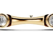 Round Lab-Grown Diamond Bezel Station Bamboo Link Bracelet | Hinged Links | Yellow Gold
