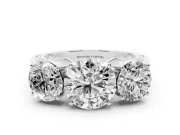 Round Three Stone Engagement Ring Setting | Beaded Shoulders | Platinum