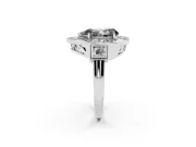 Fancy Black Pear Cut Diamond Milgrain Halo Ring Set in Silver with Split Shank