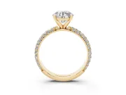Round Pavé Solitaire Engagement Ring Setting | Domed Pavé Band | Yellow Gold