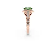 Oval Hidden Halo Filigree Engagement Ring Setting for a Fancy Green Lab-Grown Diamond | Rose Gold