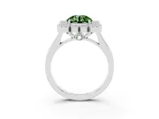 Round Milgrain Cluster Halo Engagement Ring Setting for a Fancy Green Lab-Grown Diamond | Plain Band | White Gold