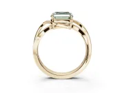 Asscher Cut Bypass Solitaire Engagement Ring Setting for a Fancy Green Lab-Grown Diamond | Pavé Strands | Yellow Gold