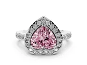 Heart-Shaped Milgrain Halo Engagement Ring Setting for a Fancy Pink Lab-Grown Diamond | Pavé Shoulders | Platinum