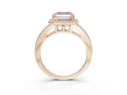 Asscher Cut Halo Split Shank Engagement Ring Setting for a Fancy Pink Lab-Grown Diamond | Pavé Shoulders | Rose Gold