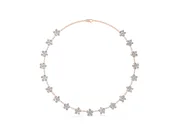 Round Lab-Grown Diamond Floral Cluster Station Necklace | Matching Flowers | Rose Gold
