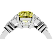 Fancy Yellow Emerald Cut Diamond Floral Cluster Ring Set in Silver with Marquise Petals and Prong Setting