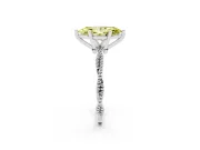 Fancy Yellow Marquise Cut Diamond Solitaire Ring Set in Platinum with Twisted Band and Bead Prong Setting