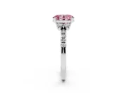 Oval Side Stone Engagement Ring Setting for a Fancy Pink Lab-Grown Diamond | Pave Band | White Gold