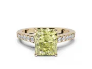 Radiant Cut Pavé Engagement Ring Setting for a Fancy Yellow Lab-Grown Diamond | Crossover Gallery | Yellow Gold