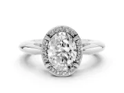 Oval Halo Engagement Ring Setting | Plain Tapered Band | Platinum