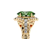 Oval Hidden Halo Filigree Engagement Ring Setting for a Fancy Green Lab-Grown Diamond | Yellow Gold