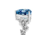 Heart-Shaped Scattered Accent Engagement Ring Setting for a Fancy Blue Lab-Grown Diamond | Platinum