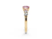 Princess Cut Five Stone Engagement Ring Setting for a Fancy Pink Lab-Grown Diamond | Prong Set Side Stones | Yellow Gold