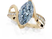 Marquise Bypass Solitaire Engagement Ring Setting for a Fancy Blue Lab-Grown Diamond | Pavé Strands | Yellow Gold