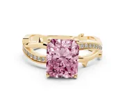 Radiant Cut Twisted Engagement Ring Setting for a Fancy Pink Lab-Grown Diamond | Yellow Gold - Design NV-24635
