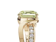 Asscher Cut Bypass Solitaire Engagement Ring Setting for a Fancy Yellow Lab-Grown Diamond | Pavé Strands | Yellow Gold