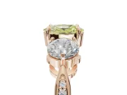 Cushion Cut Three Stone Engagement Ring Setting for a Fancy Yellow Lab-Grown Diamond | Tapered Pave Band | Rose Gold