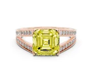 Asscher Cut Split Shank Pavé Engagement Ring Setting for a Fancy Yellow Lab-Grown Diamond | Rose Gold