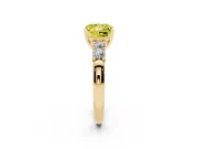 Fancy Yellow Princess Cut Diamond Five-Stone Prong Set Engagement Ring Set in Yellow gold with Channel Band