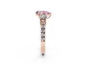 Pear-Shaped Engagement Ring Setting for a Fancy Pink Lab-Grown Diamond | Three Stone | Rose Gold