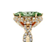 Marquise Milgrain Halo Engagement Ring Setting for a Fancy Green Lab-Grown Diamond | Graduated Shoulders | Yellow Gold
