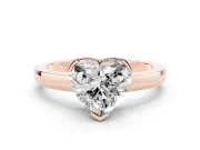 Heart Cut Diamond Solitaire Ring Set in Rose gold with Prong Head and Smooth Polished Band
